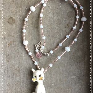 Vintage Kitty Brooch Necklace